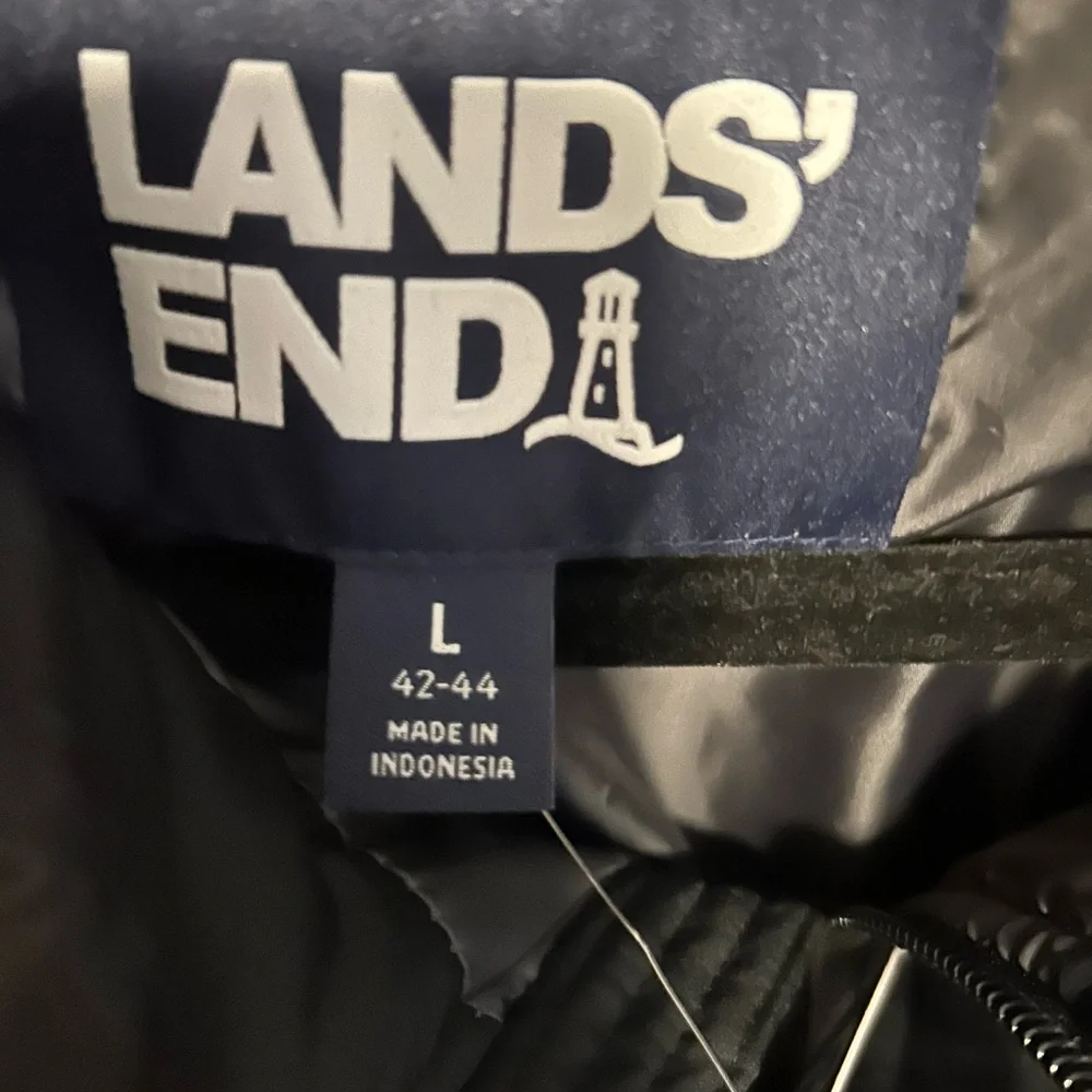 Lands' End Men's Black Puffer Jacket - Picture 3 of 4